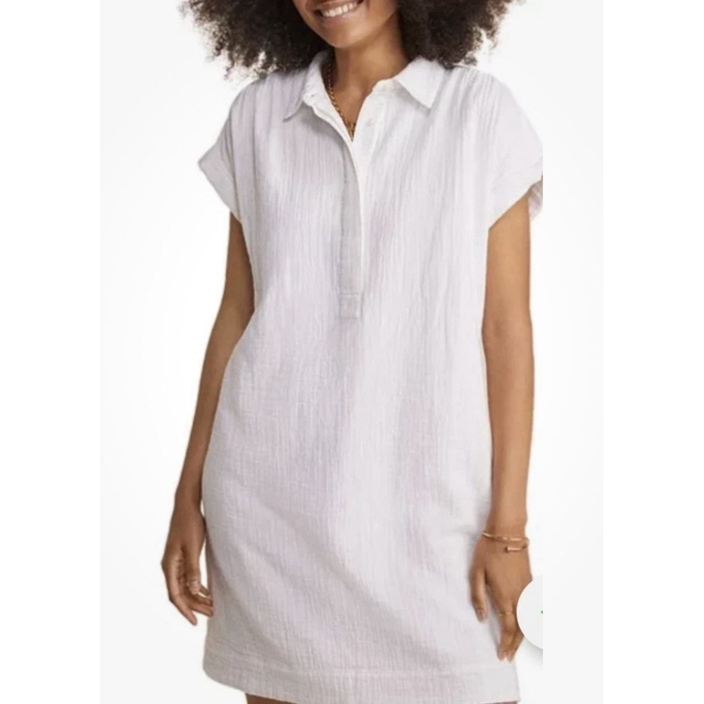 Vineyard Vines Margo Gauze Shirt Dress White Cotton Coastal Preppy S